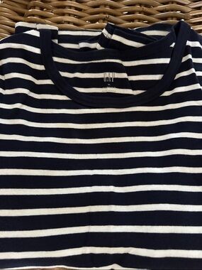 GAP Navy and White Striped Crew Top